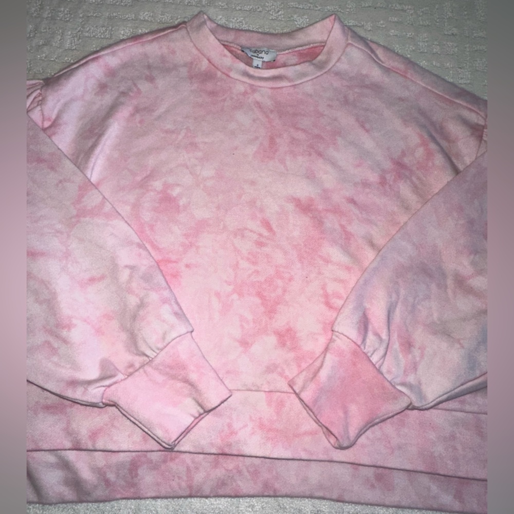 Tie Dye Crop Top Sweatshirt with puff sleeves by Crown & Ivy - Picture 5 of 8